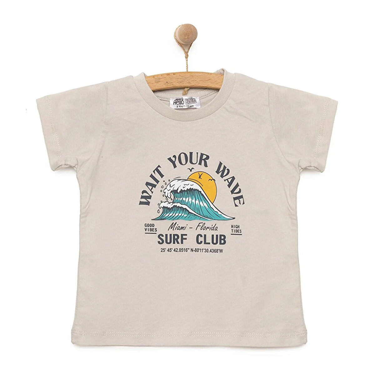 HelloBaby Basic Dalga Baskılı Tshirt Erkek Bebek