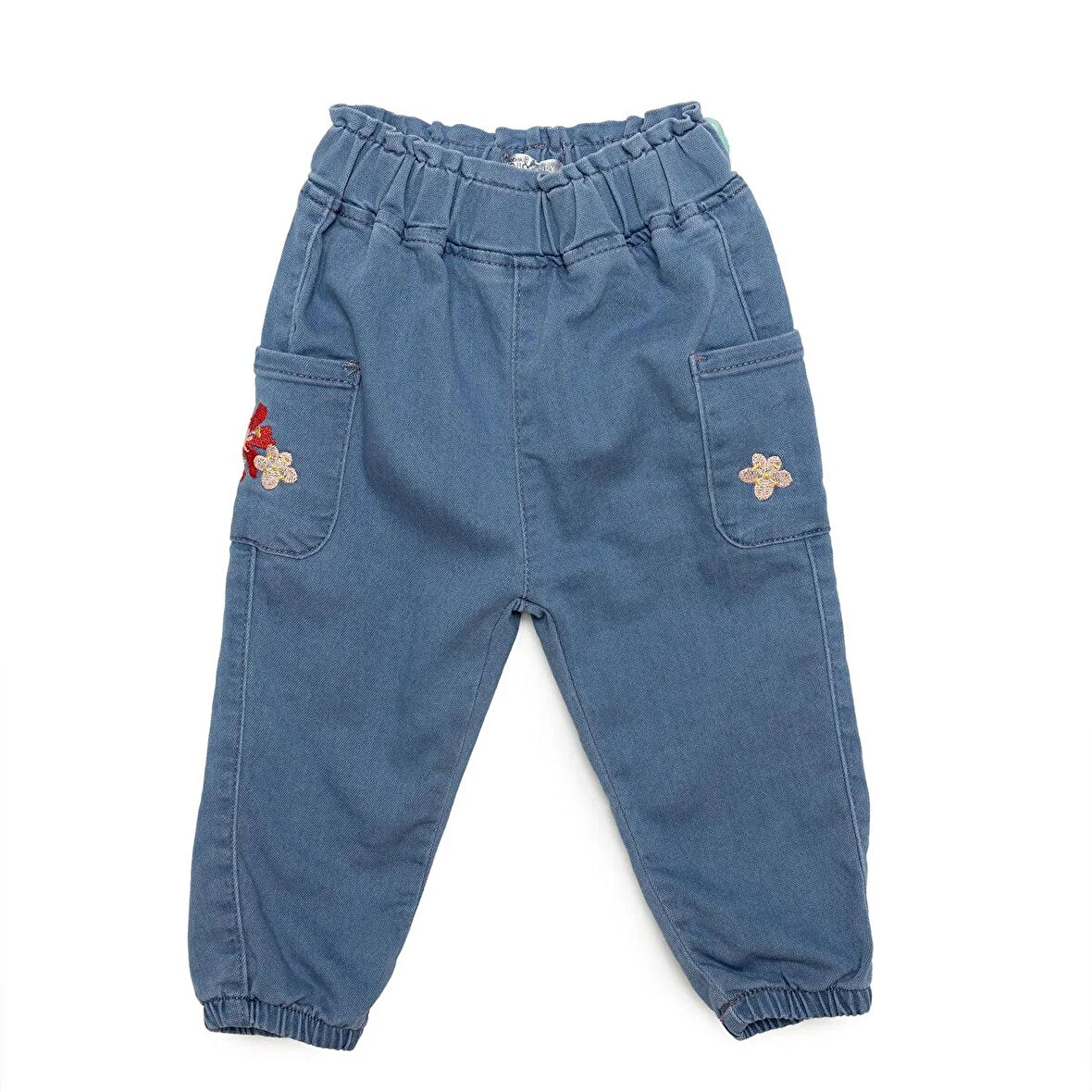 HelloBaby Kız Bebek Pantolon Denim Spring Memories Lastikli Paça İndigo