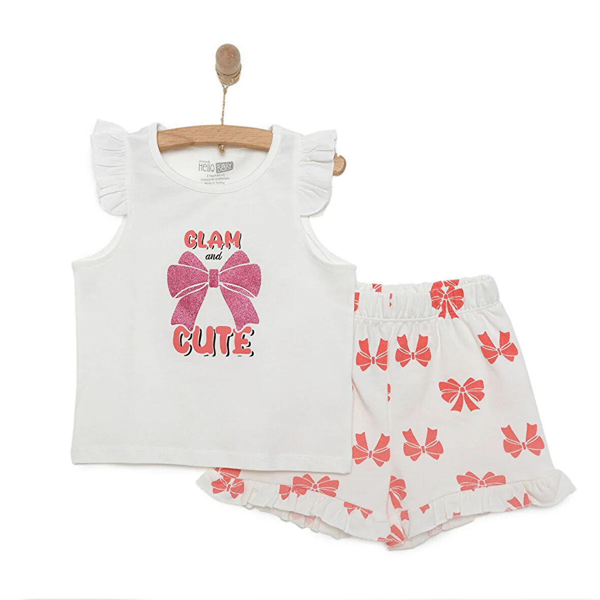 HelloBaby Basic Kız Fiyonk Baskılı Atlet-Şort Kız Bebek