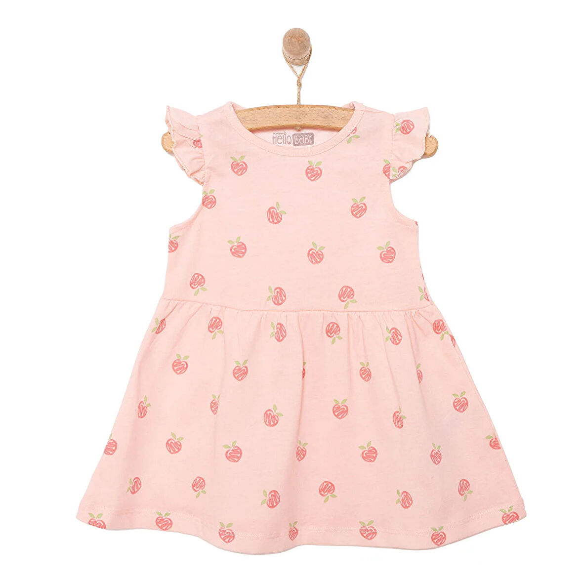 HelloBaby Basic Kız Şeftali Desenli Elbise Kız Bebek