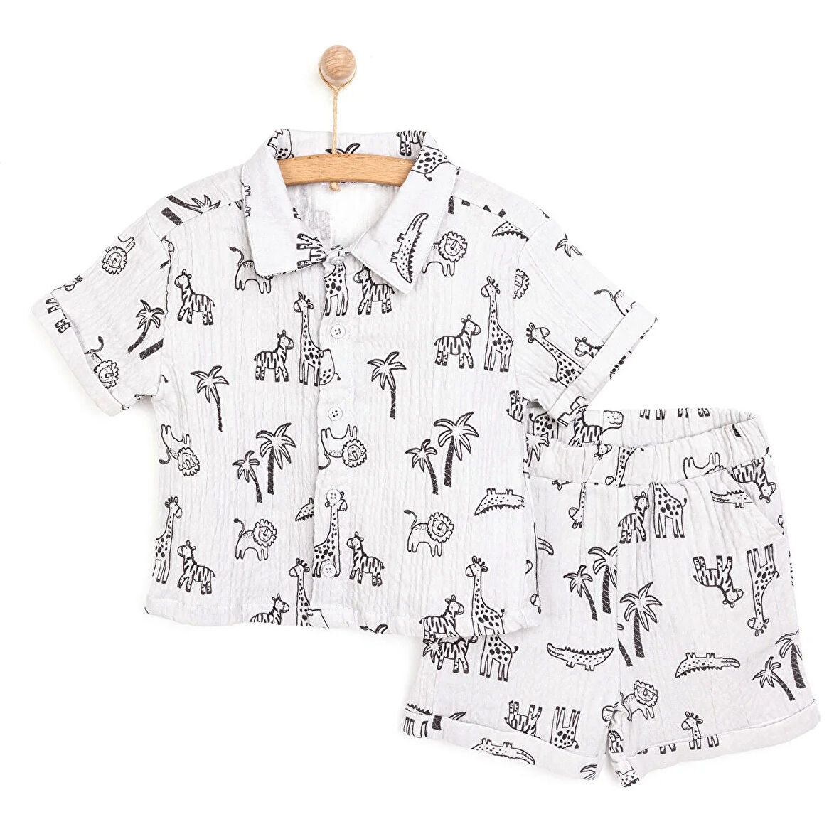 HelloBaby Safari Line Erkek Gömlek-Şort Erkek Bebek