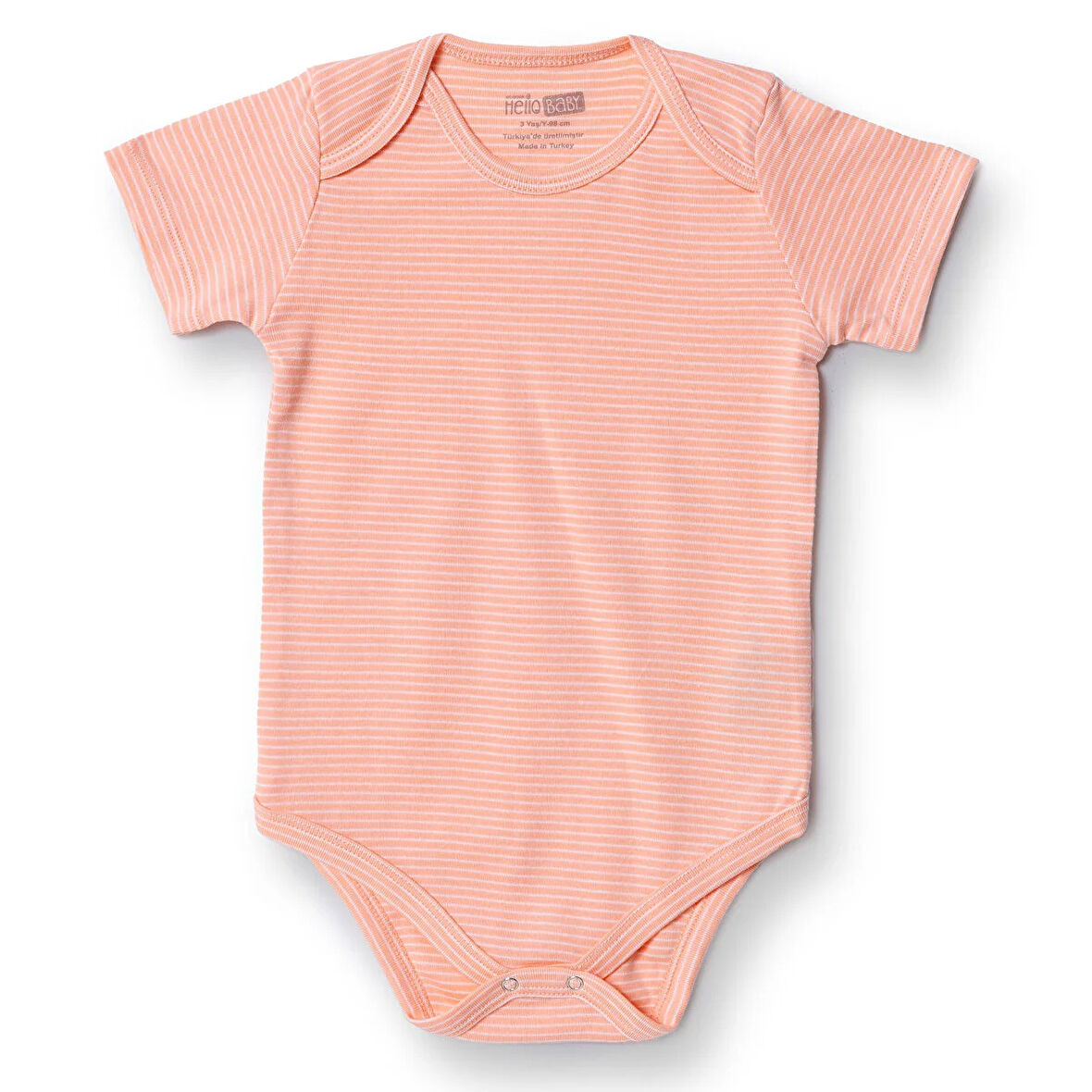 HelloBaby Erkek Bebek Kısa Kol Body Çıtçıtlı Zarf Yaka Kısa Kol