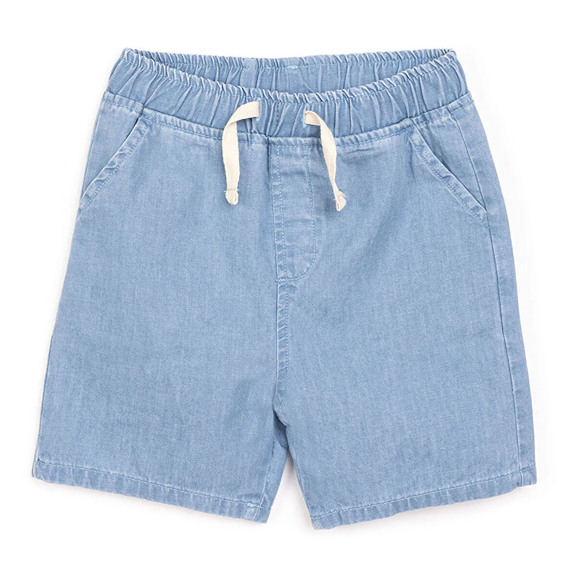 HelloBaby Erkek Bebek Şort Denim Cosmic Line Reçme Paça Mavi