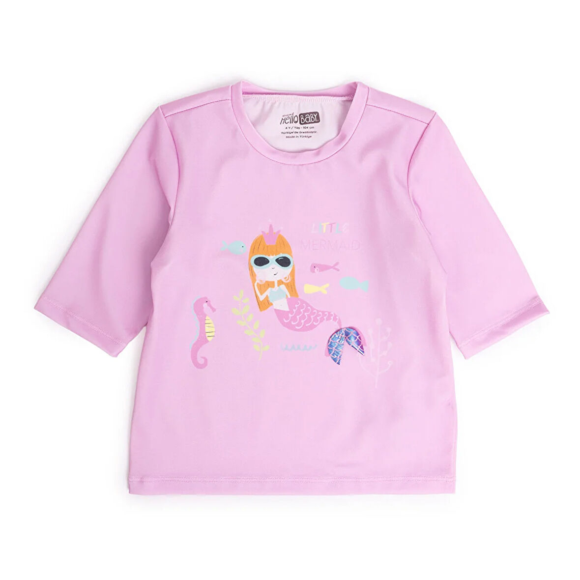 HelloBaby Kız Bebek UV Koruma Mayo Bisiklet Yaka Kısa Kol Süprem Kumaş