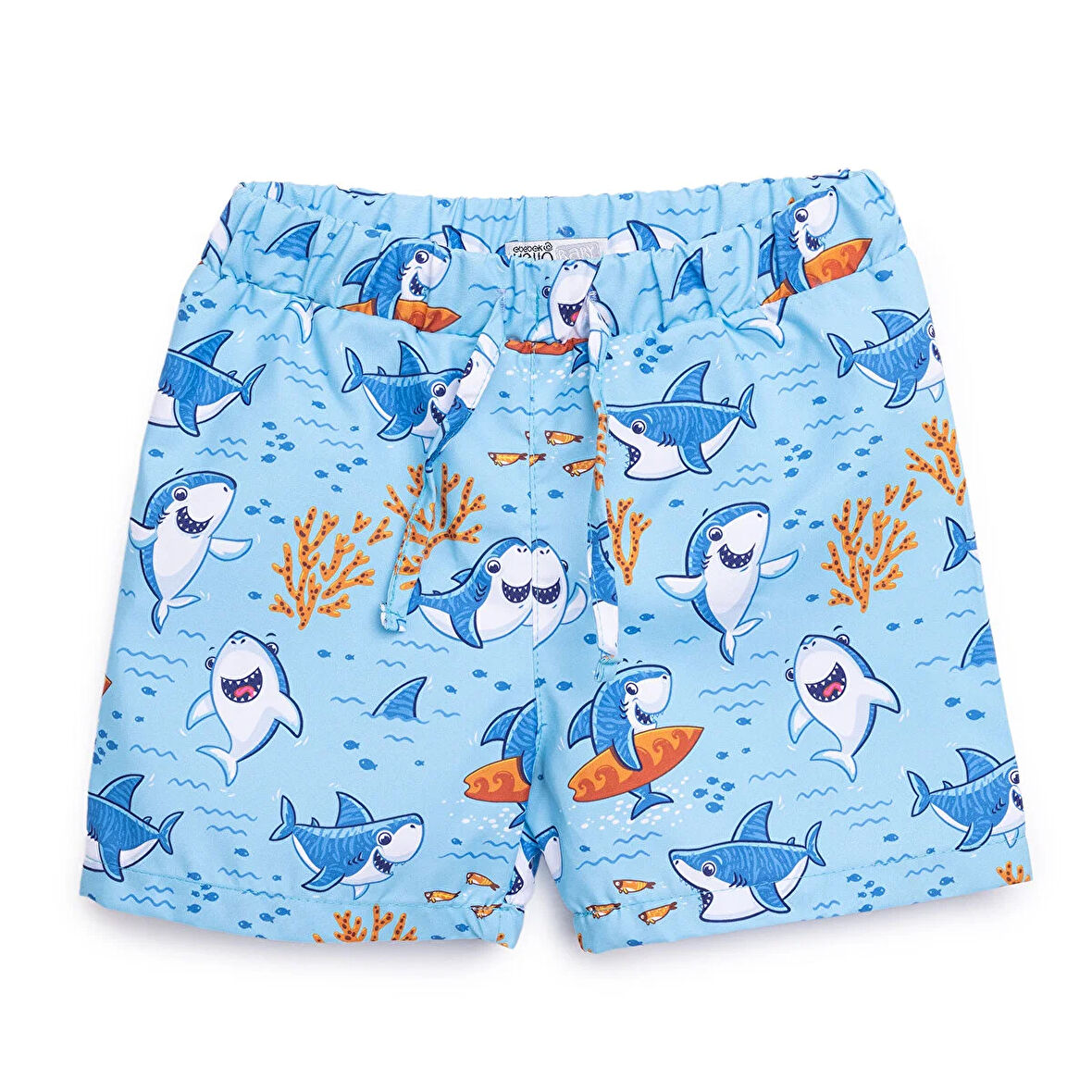 HelloBaby Erkek Bebek UV Koruma Şort Mayo Köpekbalığı Desen İpli Micro Kumaş