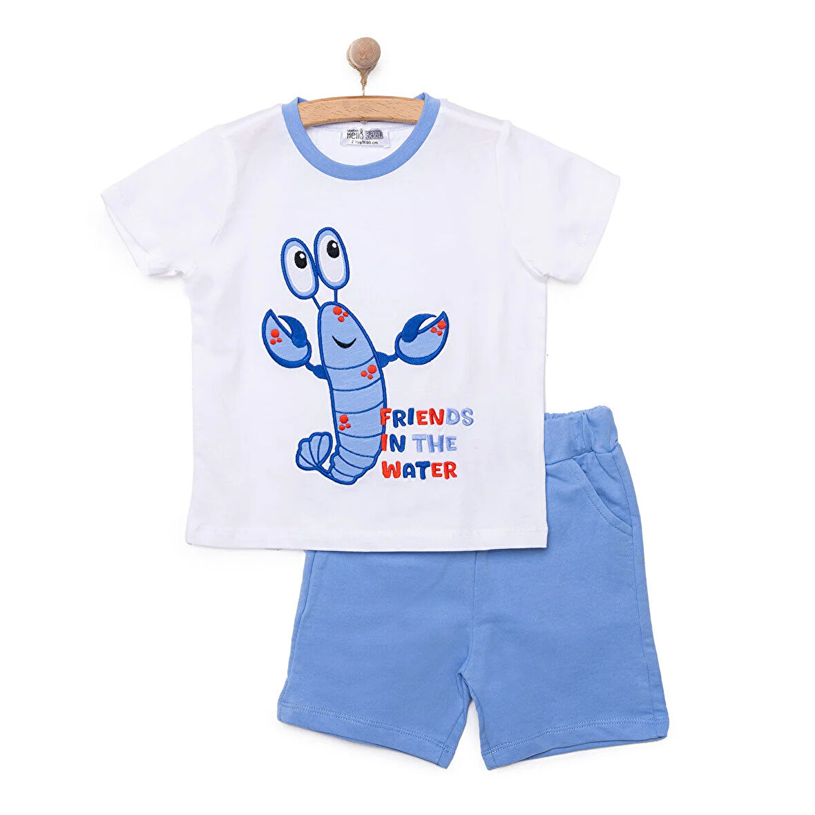 HelloBaby Under the Sea Istakoz Baskılı Erkek Tshirt-Şort Erkek Bebek