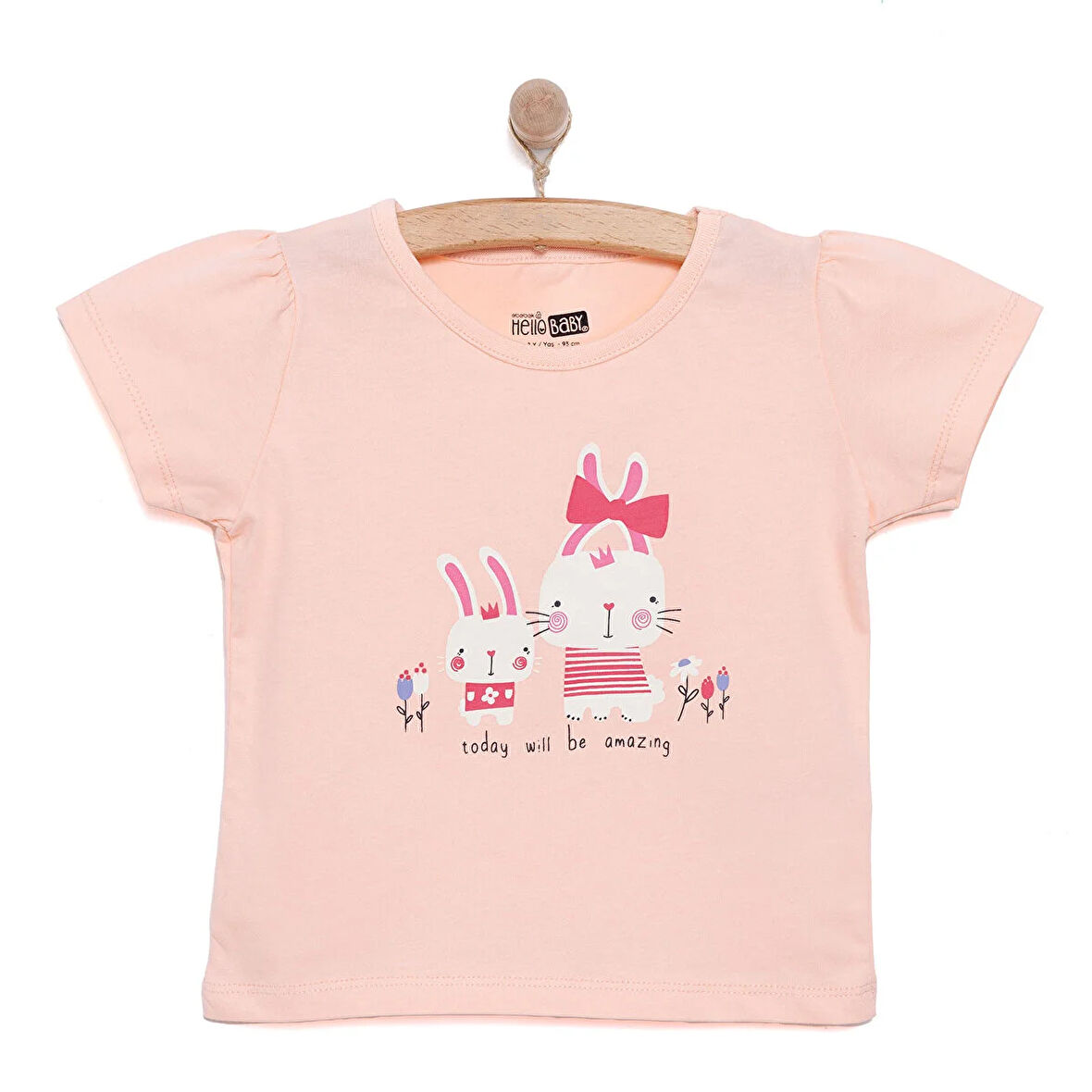 HelloBaby Basic Kız Tavşan Baskılı T-Shirt Kız Bebek