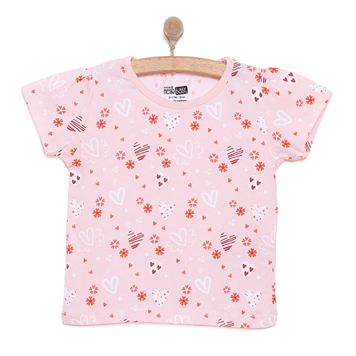 HelloBaby Basic Kız Meyve Yiyen Kedi Desenli T-Shirt Kız Bebek