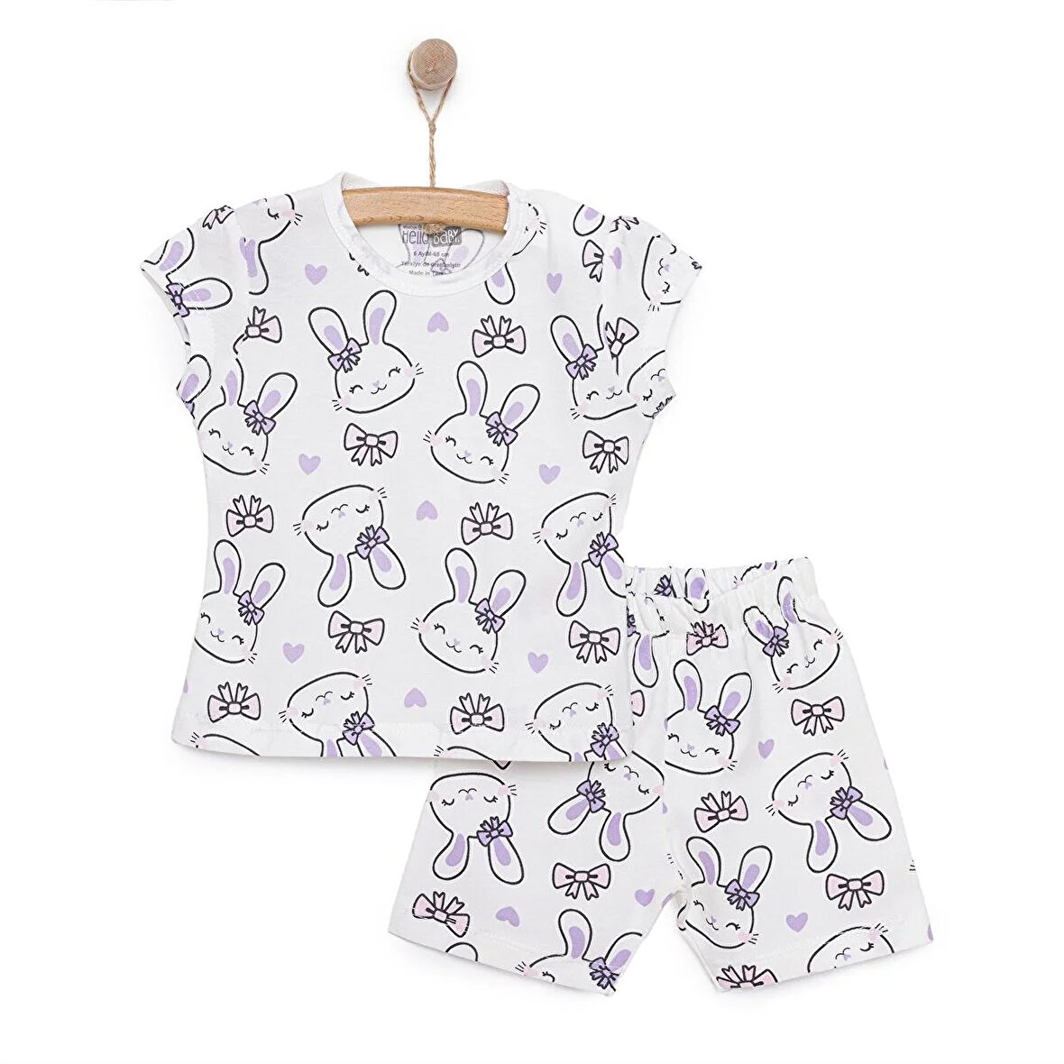 HelloBaby Baskılı Empirme 2 ip Yenidoğan Kız Tshirt-Şort Kız Bebek