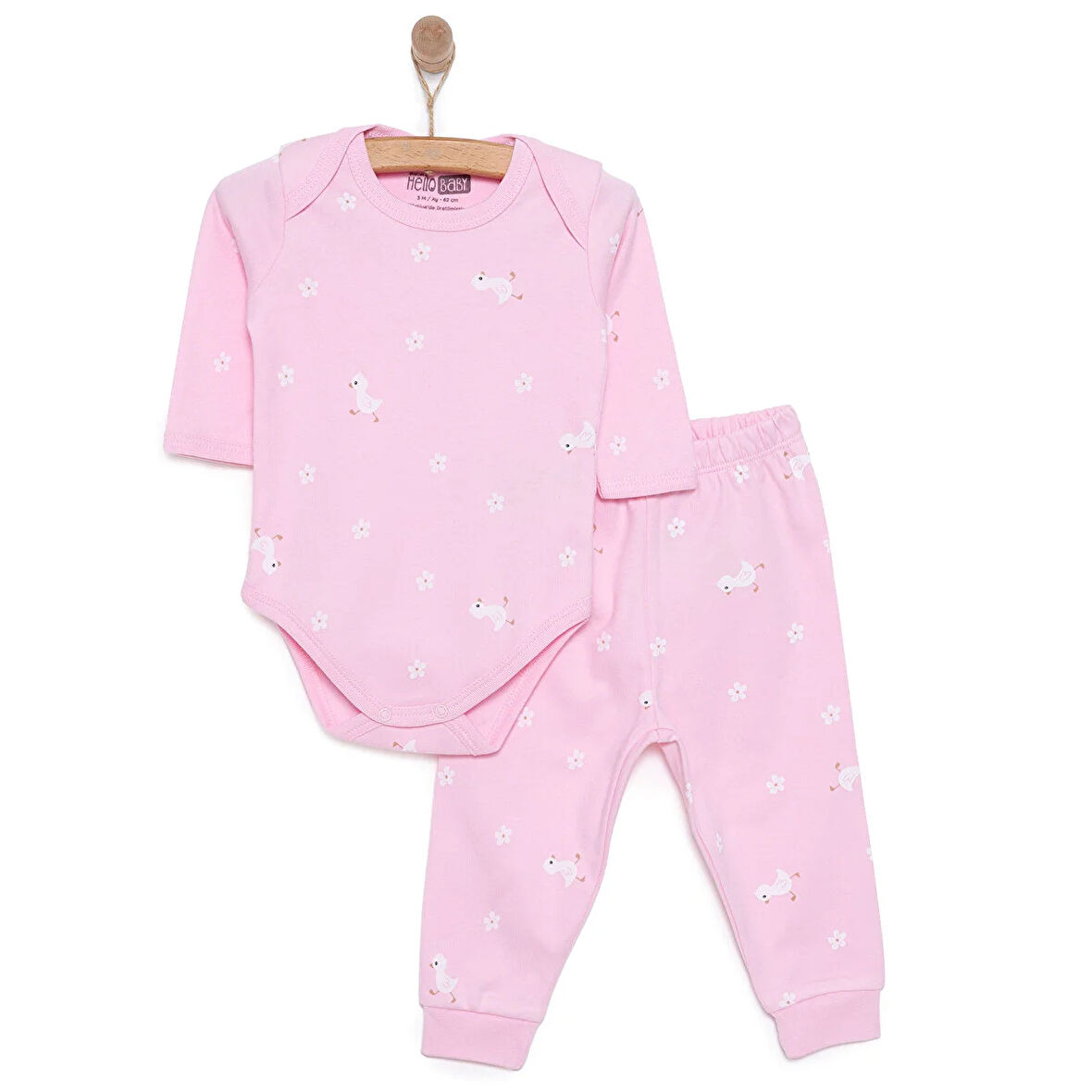 HelloBaby Kız Pembe Ördek Body-Patiksiz Alt Kız Bebek