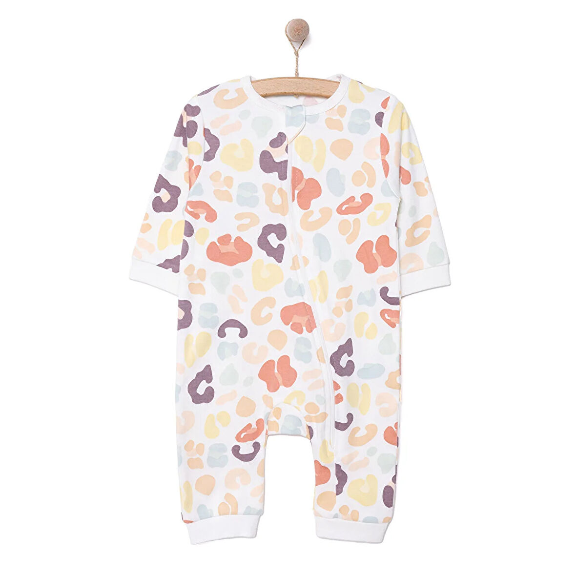 HelloBaby Kız Kız Dino Desenli Fermuarlı Patiksiz Tulum Kız Bebek