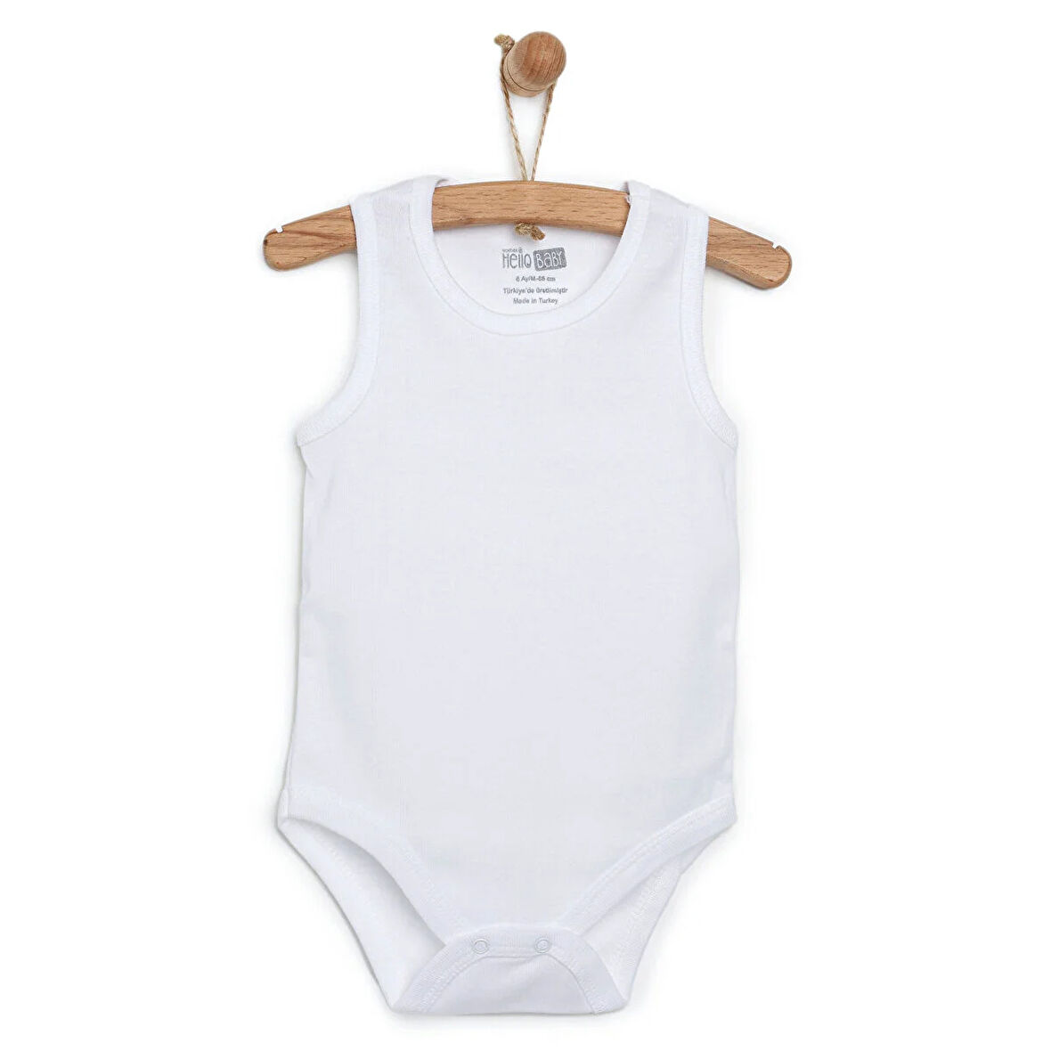 HelloBaby Unisex Beyaz Body Çıtçıtlı Bisiklet Yaka Atlet Kol Beyaz
