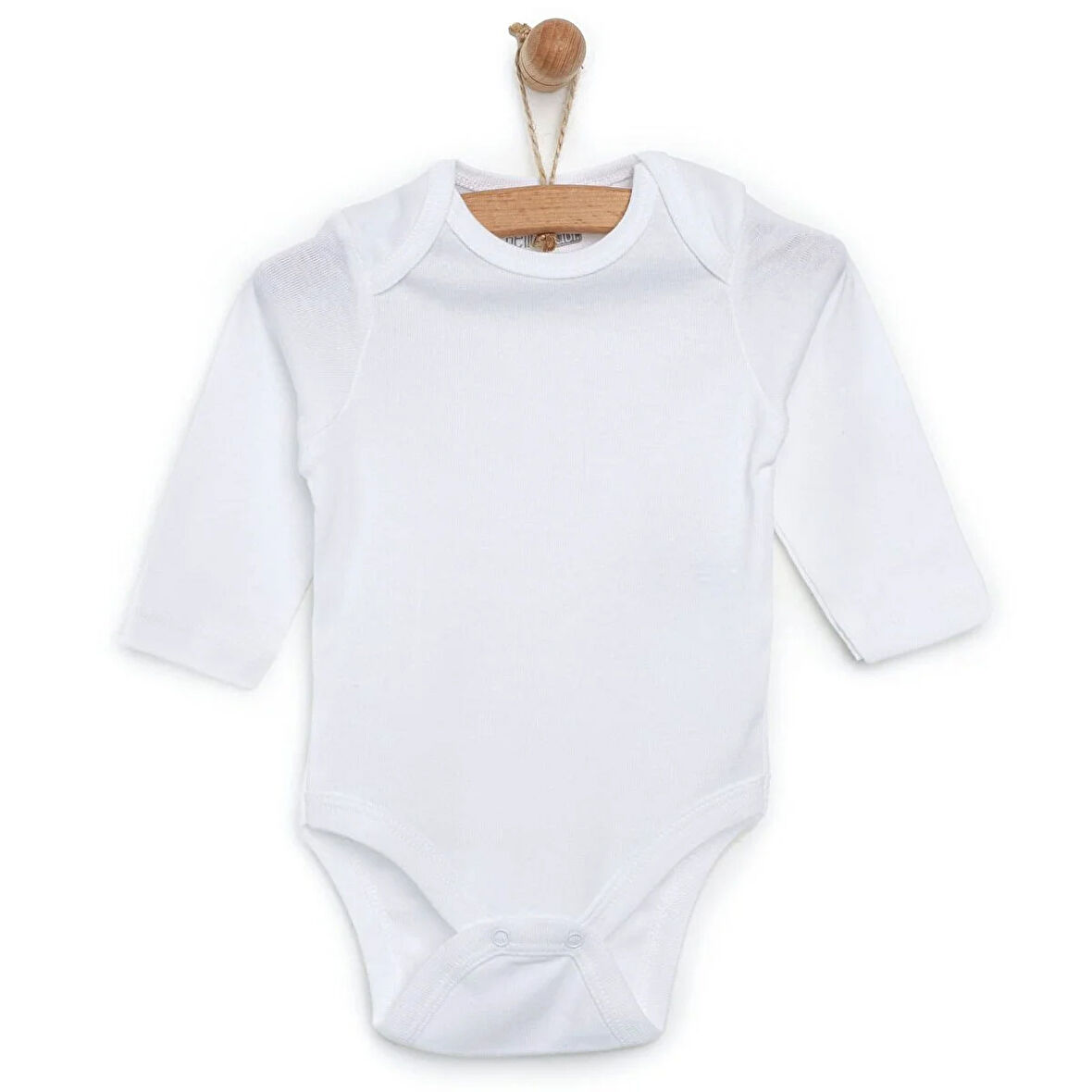 HelloBaby Unisex Beyaz Body Çıtçıtlı Bisiklet Yaka Uzun Kol Beyaz