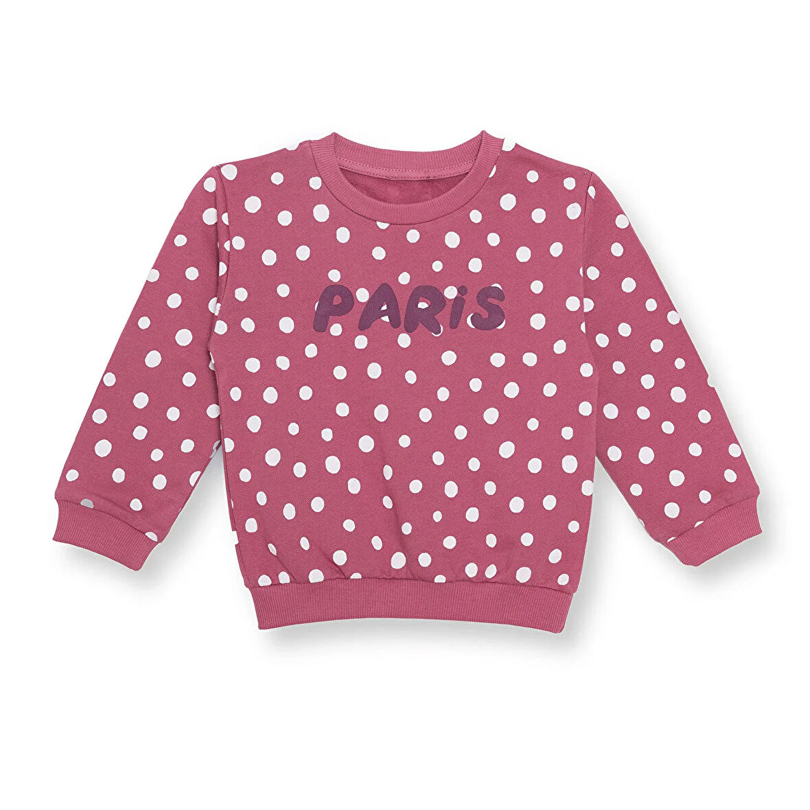 HelloBaby Kız Bebek Sweatshirt Şardonlu Bisiklet Yaka Uzun Kol