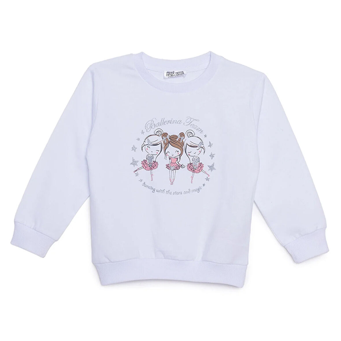 HelloBaby Kız Bebek Sweatshirt Bisiklet Yaka Uzun Kol