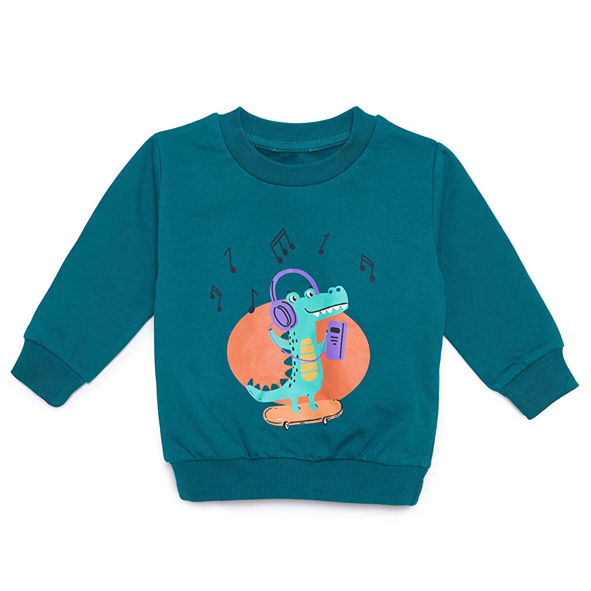 HelloBaby Müzikli Dinazor Baskılı Sweatshirt Erkek Bebek