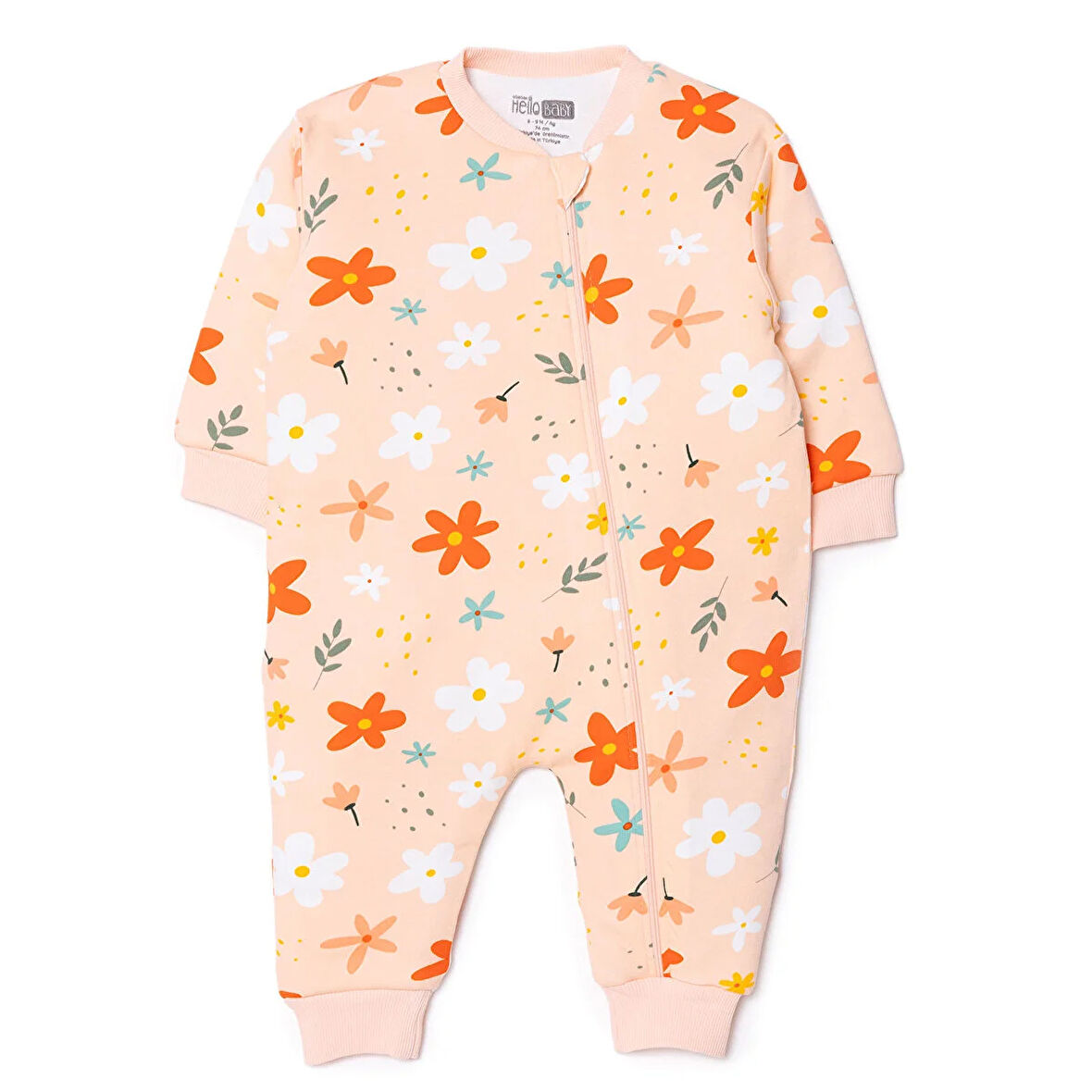 HelloBaby Kız Bebek Uyku Tulumu Fermuarlı Bisiklet Yaka Uzun Kol Ribanalı