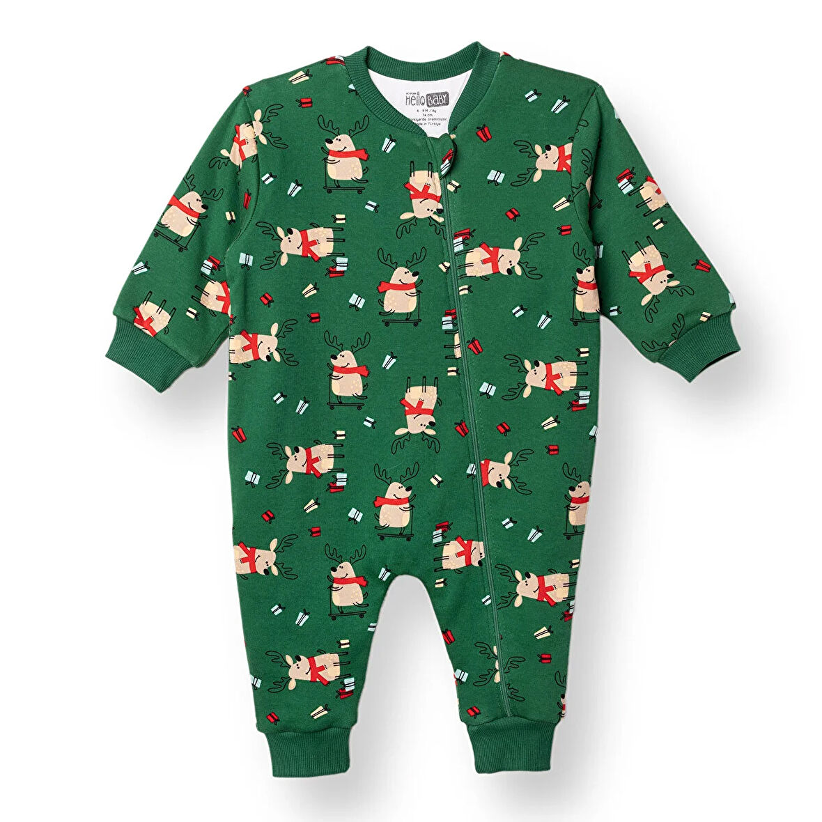 HelloBaby Erkek Bebek New Year Uyku Tulumu İnterlok Uzun Kol Ribanalı Paça