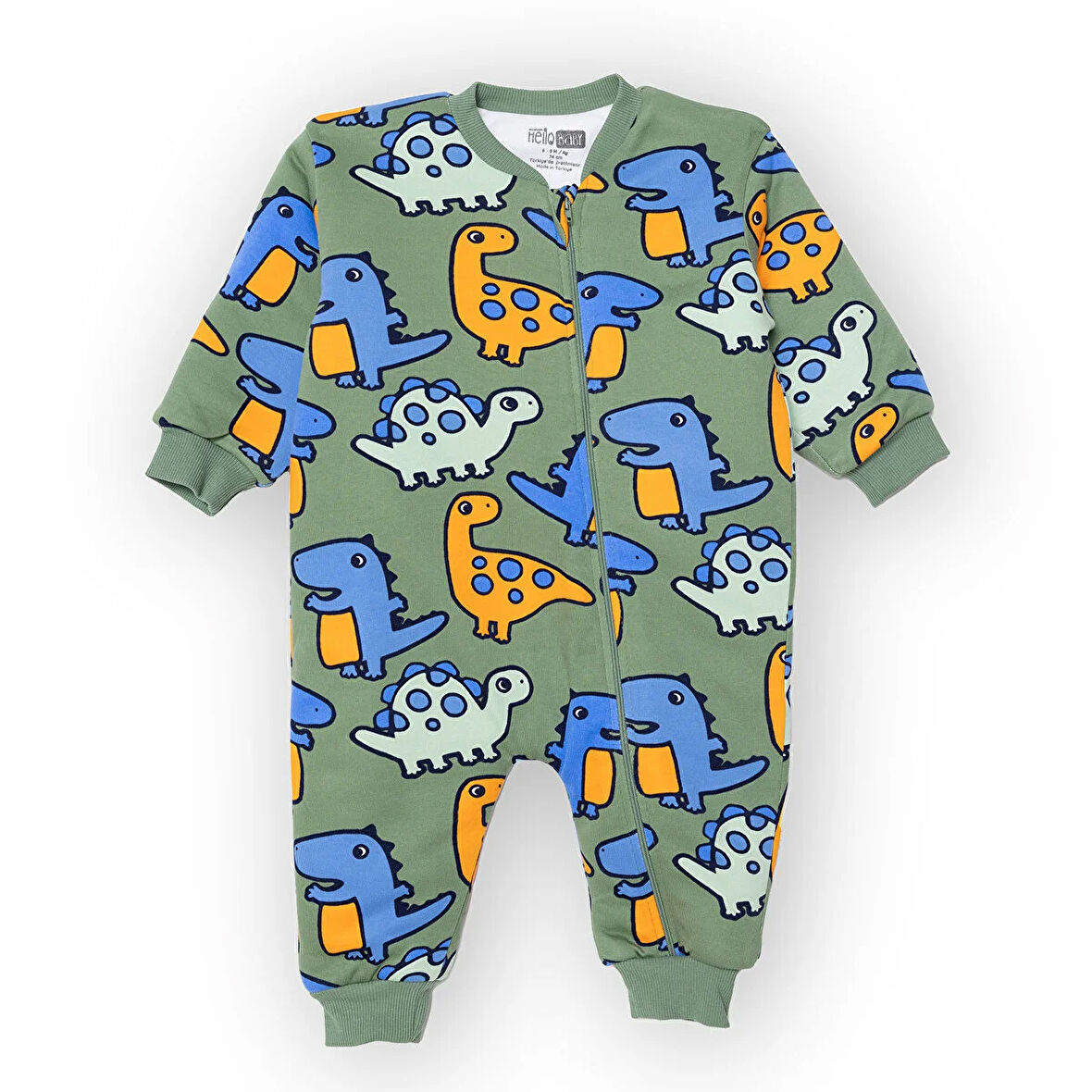 HelloBaby Erkek Bebek Uyku Tulumu Fermuarlı Bisiklet Yaka Uzun Kol