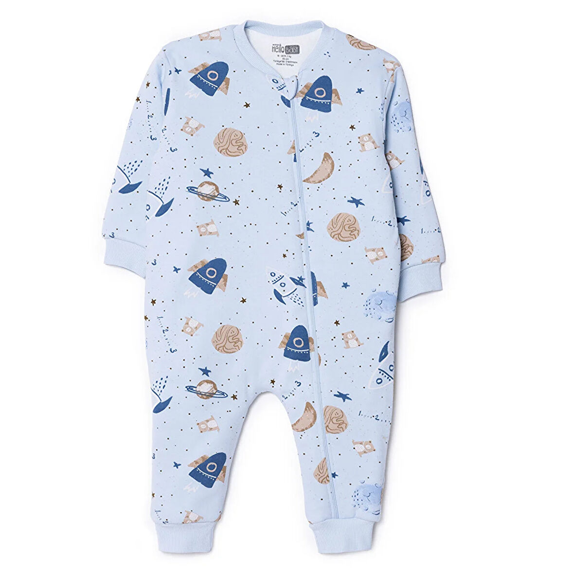 HelloBaby Erkek Bebek Uyku Tulumu 2,5 tog Fermuarlı Bisiklet Yaka Uzun Kol Ribanalı