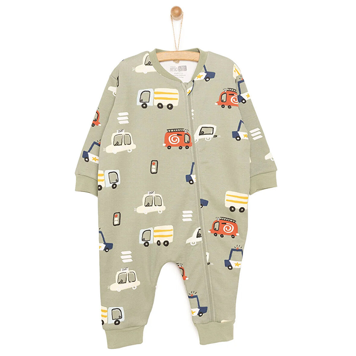 HelloBaby Erkek Bebek Uyku Tulumu 1 Tog Fermuarlı Bisiklet Yaka Uzun Kol Patiksiz Paça