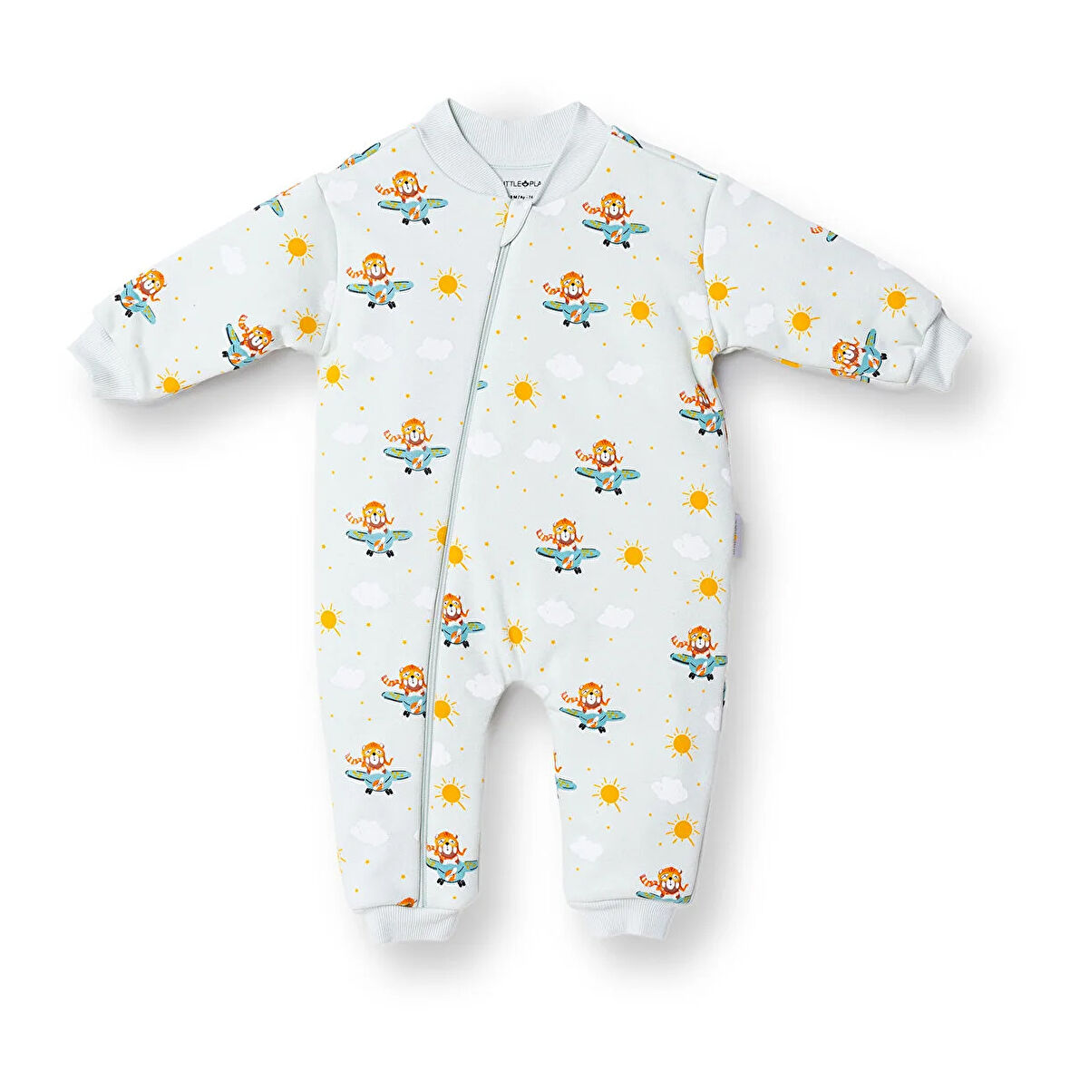 Little Plane Erkek Bebek Uyku Tulumu Fermuarlı 2,5 tog Bisiklet Yaka Uzun Kol Patiksiz Paça