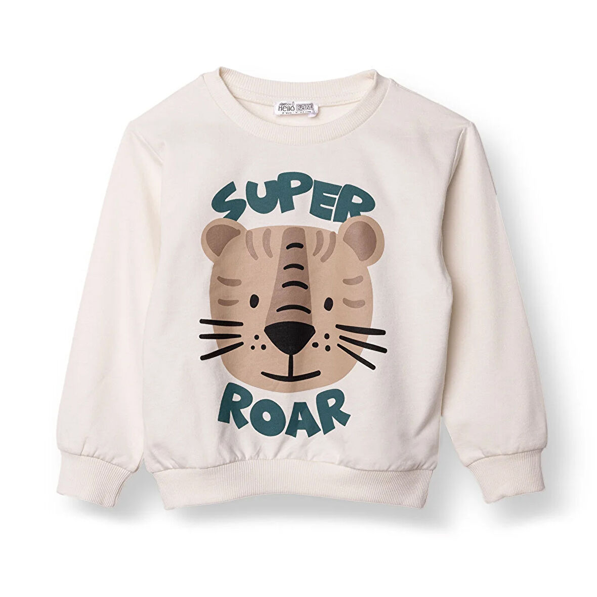 HelloBaby Erkek Bebek Basic Sweatshirt Şardonlu Bisiklet Yaka Uzun Kol