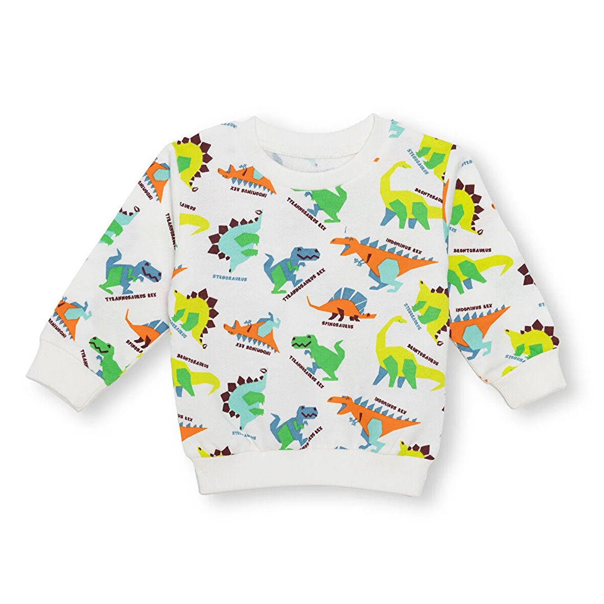 HelloBaby Erkek Bebek Basic Sweatshirt Şardonlu Bisiklet Yaka Uzun Kol