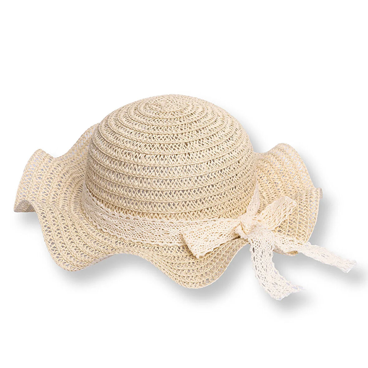 HelloBaby Kız Bebek Kurdeleli Hasır Şapka