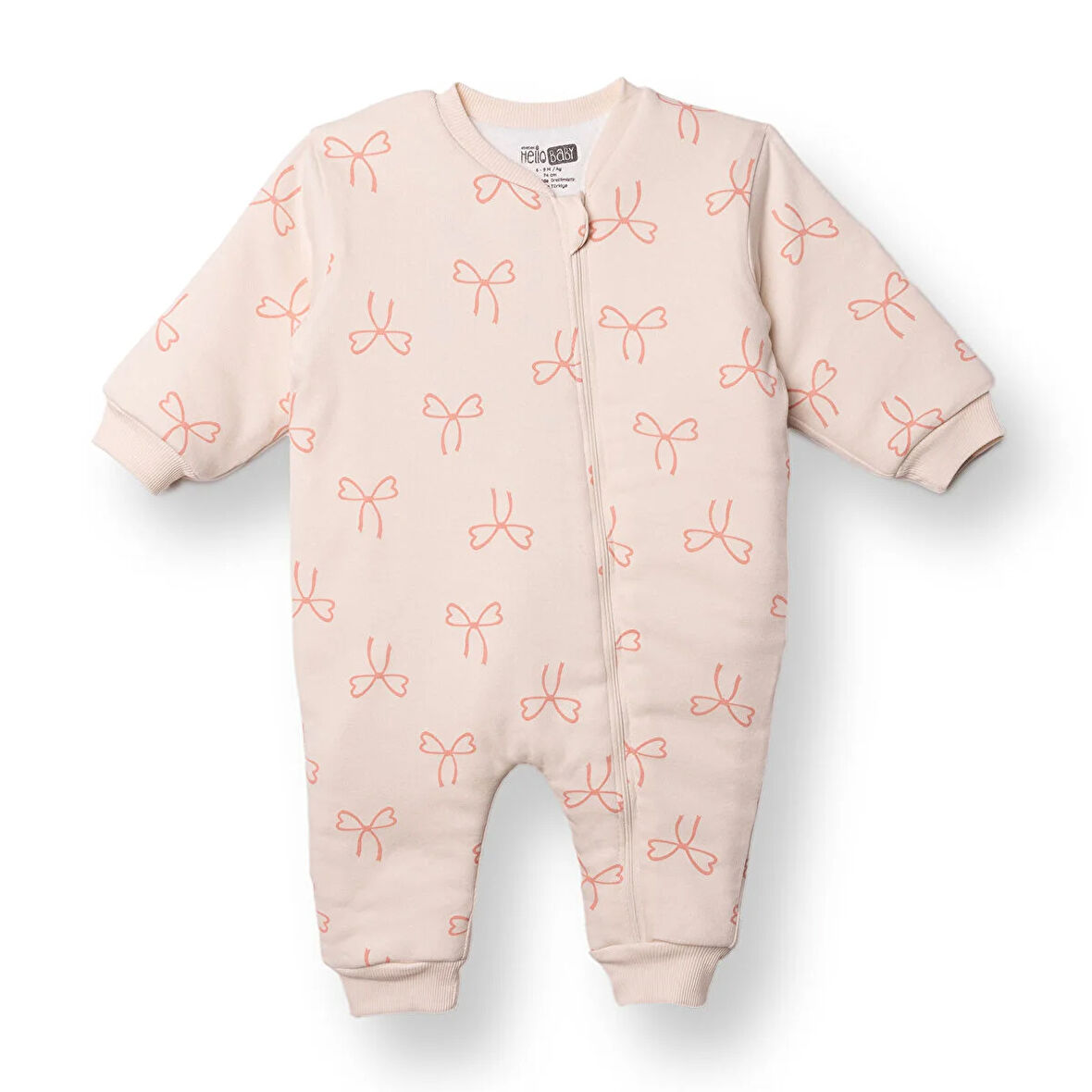 HelloBaby Kız Bebek 2.5 Tog Uyku Tulumu İnterlok Bisiklet Yaka Uzun Kol Ribanalı Paça
