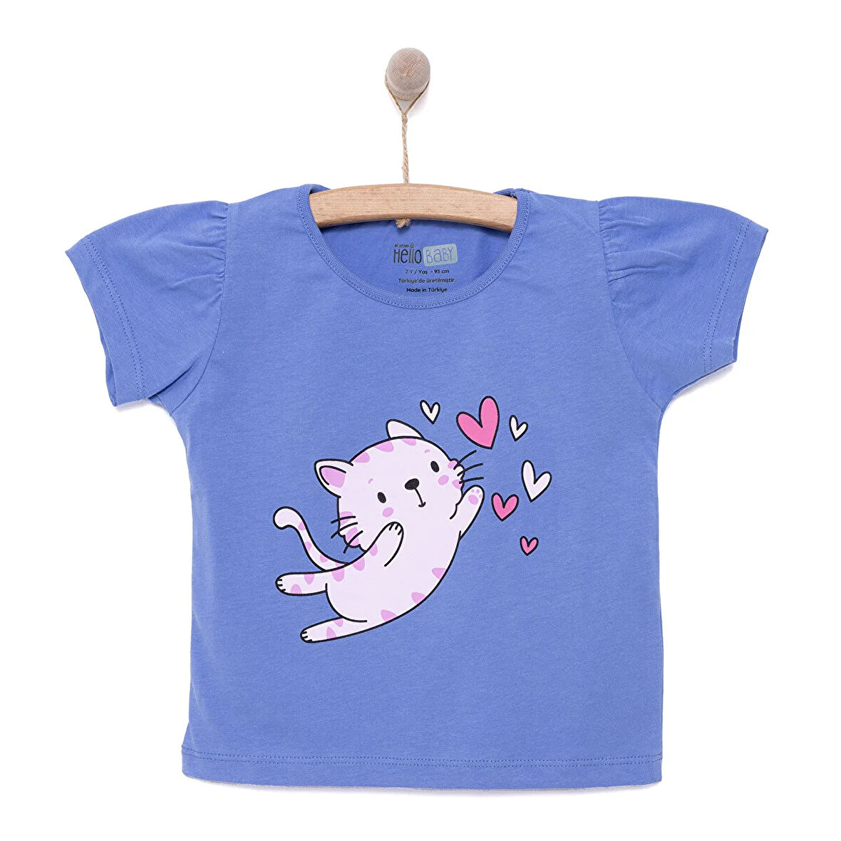 HelloBaby Basic Kız Kedi Baskılı T-Shirt Kız Bebek