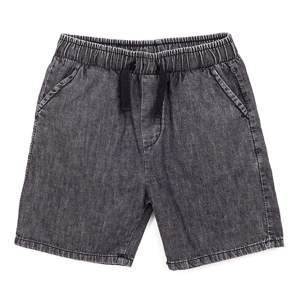 HelloBaby Erkek Bebek Basic Şort Denim Reçme Paça Siyah