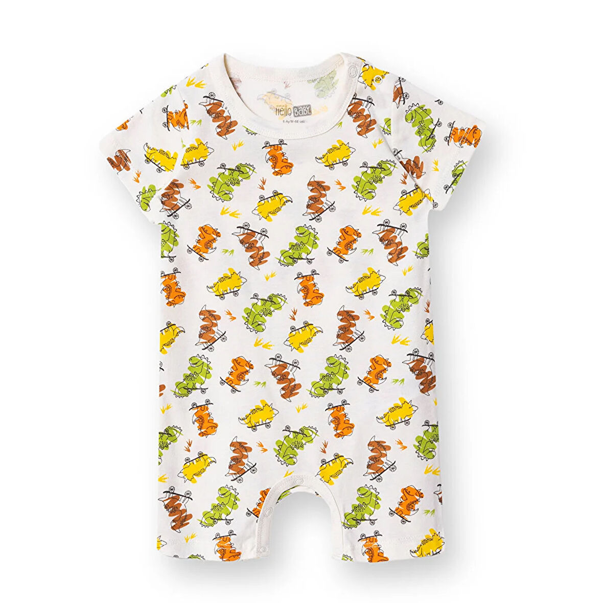 HelloBaby Erkek Bebek Kısa Tulum Çıtçıtlı Bisiklet Yaka Kısa Kol