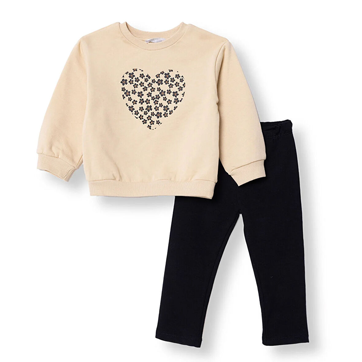 HelloBaby Kız Bebek Sweatshirt - Tayt Bisiklet Yaka Uzun Kol Reçme