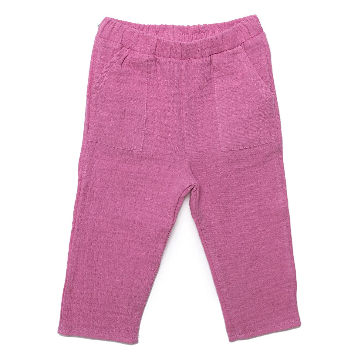 HelloBaby Kız Bebek Pantolon Müslin Reçme Paça Pembe