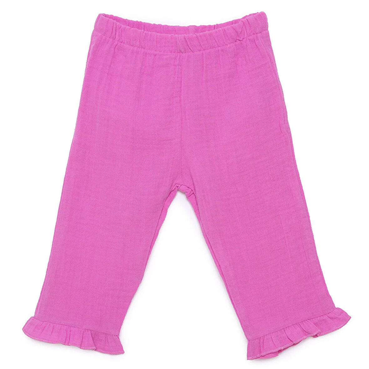 HelloBaby Kız Bebek Pantolon Müslin Reçme Paça Pembe