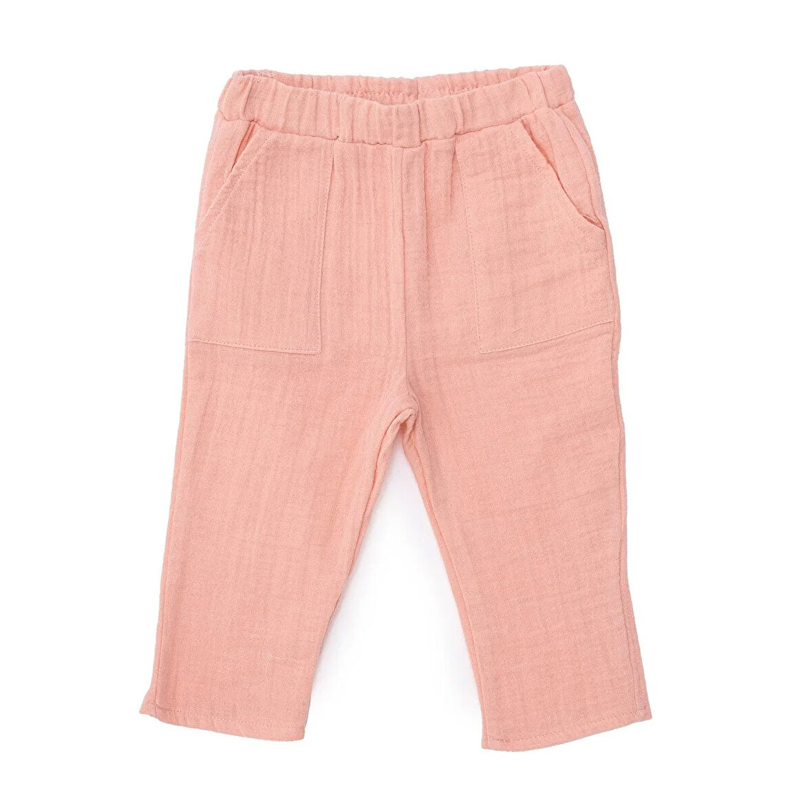 HelloBaby Kız Bebek Pantolon Müslin Reçme Paça Pembe