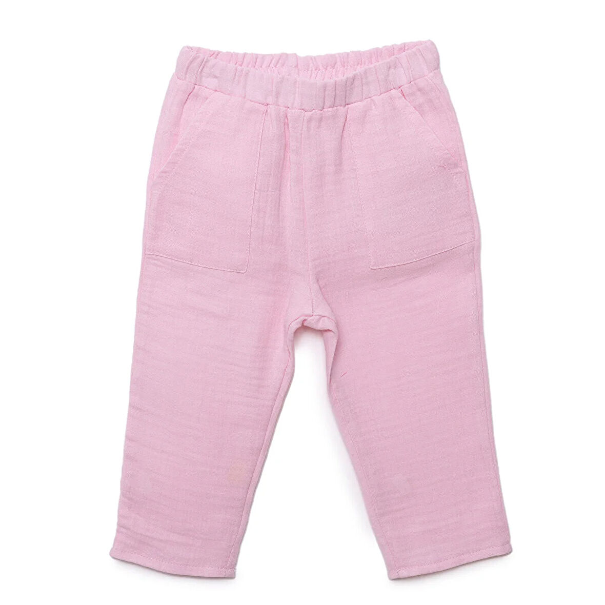 HelloBaby Kız Bebek Pantolon Müslin Reçme Paça Pembe