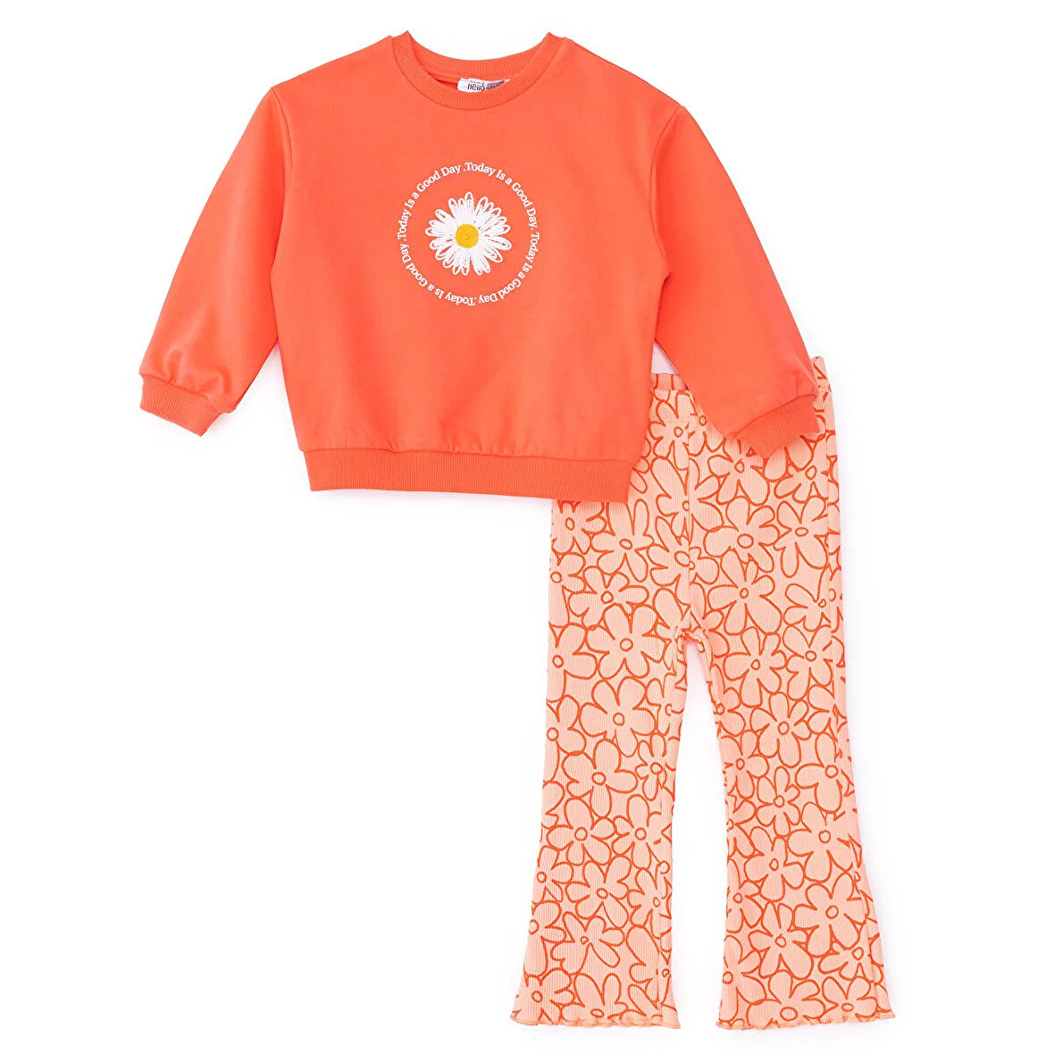 HelloBaby Kız Bebek Sweatshirt - Tayt Motto Girl Bisiklet Yaka Uzun Kol Reçme Paça