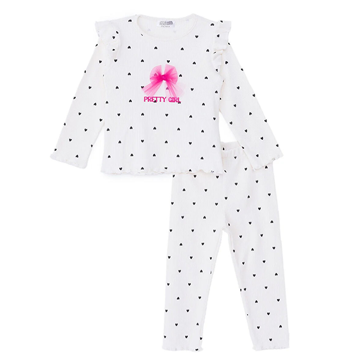 HelloBaby Kız Bebek Sweatshirt - Tayt Motto Girl Bisiklet Yaka Uzun Kol Reçme Paça