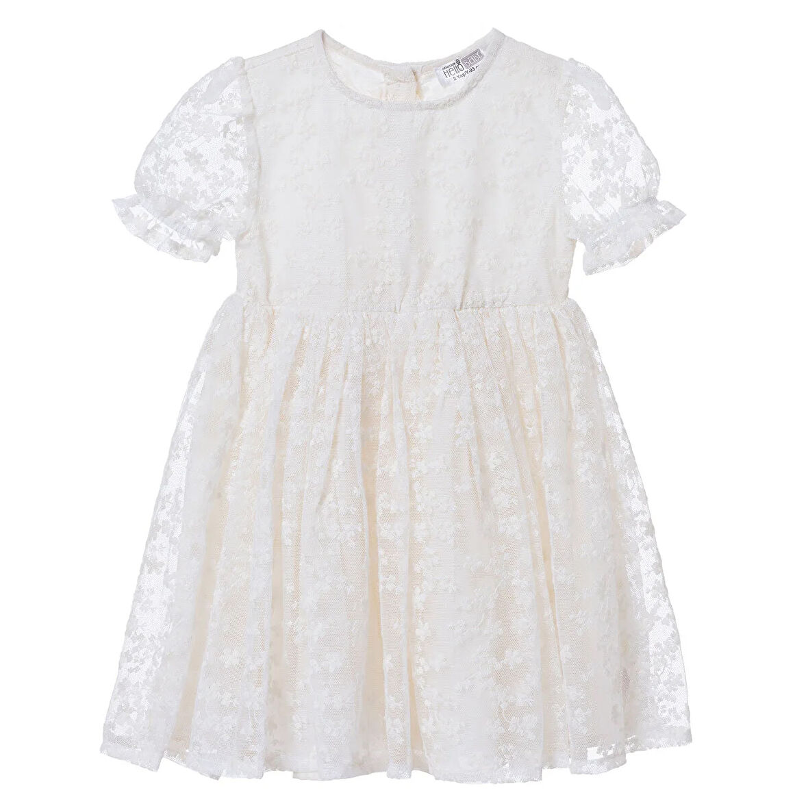 HelloBaby Kız Bebek Elbise Düğmeli Bisiklet Yaka Kısa Kol