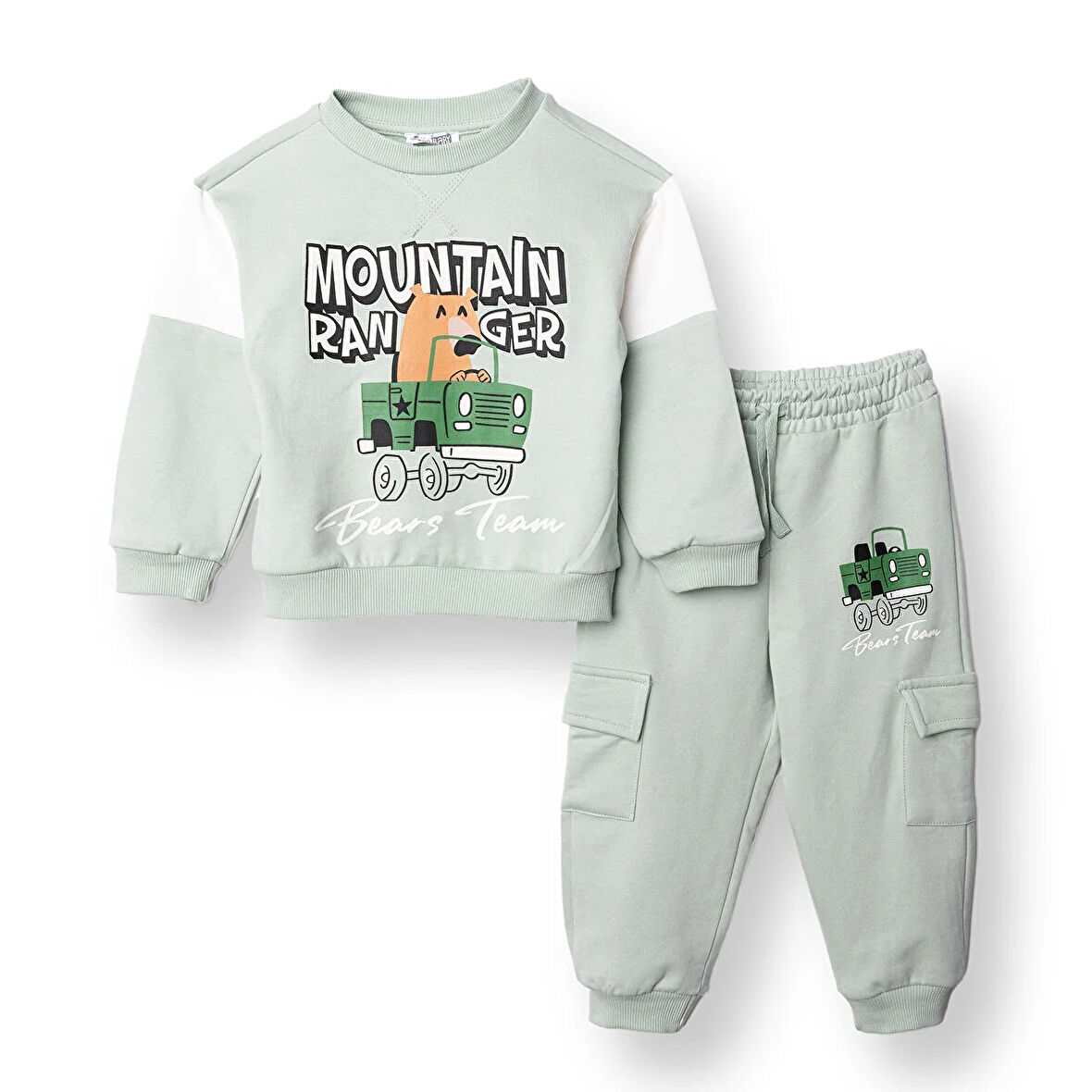 HelloBaby Erkek Bebek Eşofman Takımı Bisiklet Yaka Uzun Kol Ribanalı