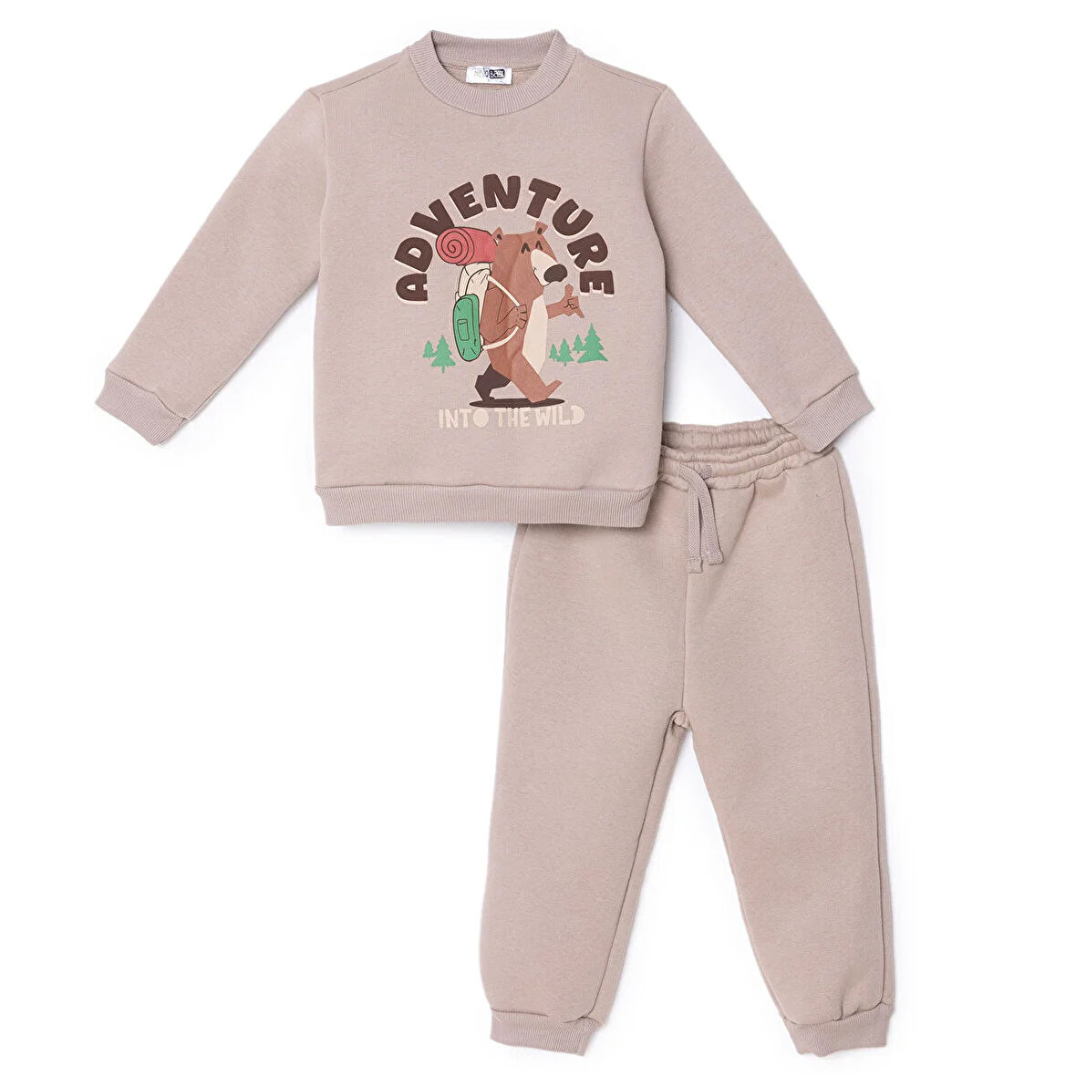 HelloBaby Erkek Bebek Eşofman Takımı Bisiklet Yaka Uzun Kol Ribanalı