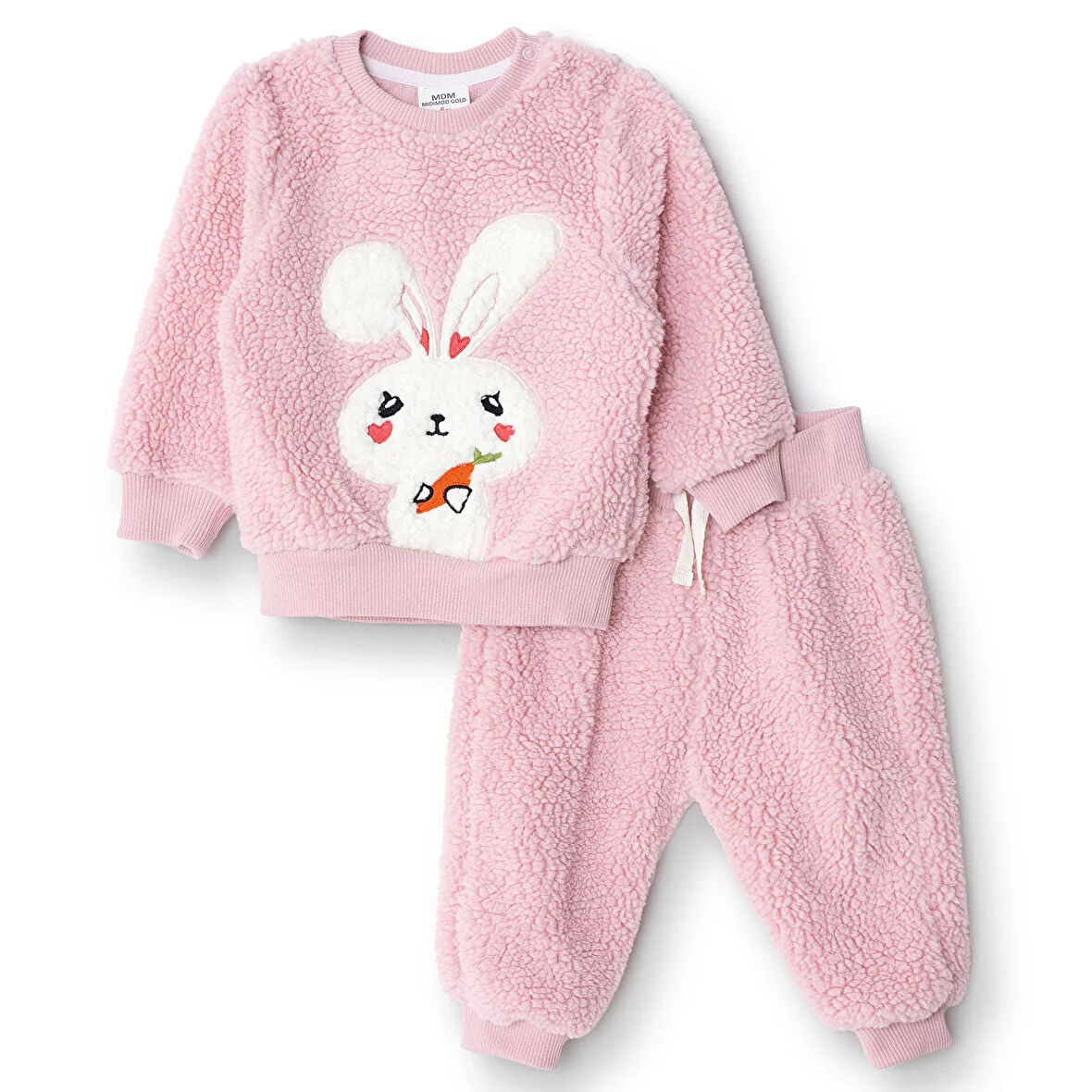 Midimod Yenidoğan Kız Bebek Sweatshirt-Patiksiz Alt Çıtçıtlı Bisiklet Yaka Uzun Kol