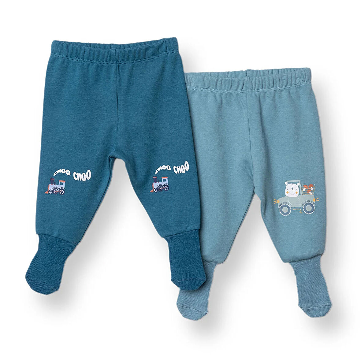 HelloBaby Erkek Bebek 2li Çoraplı Pantolon İnterlok