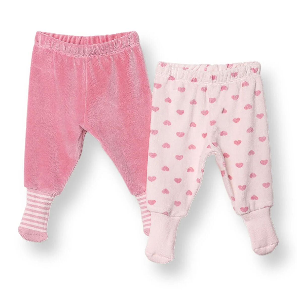 HelloBaby Kız Bebek 2li Çoraplı Pantolon Kadife