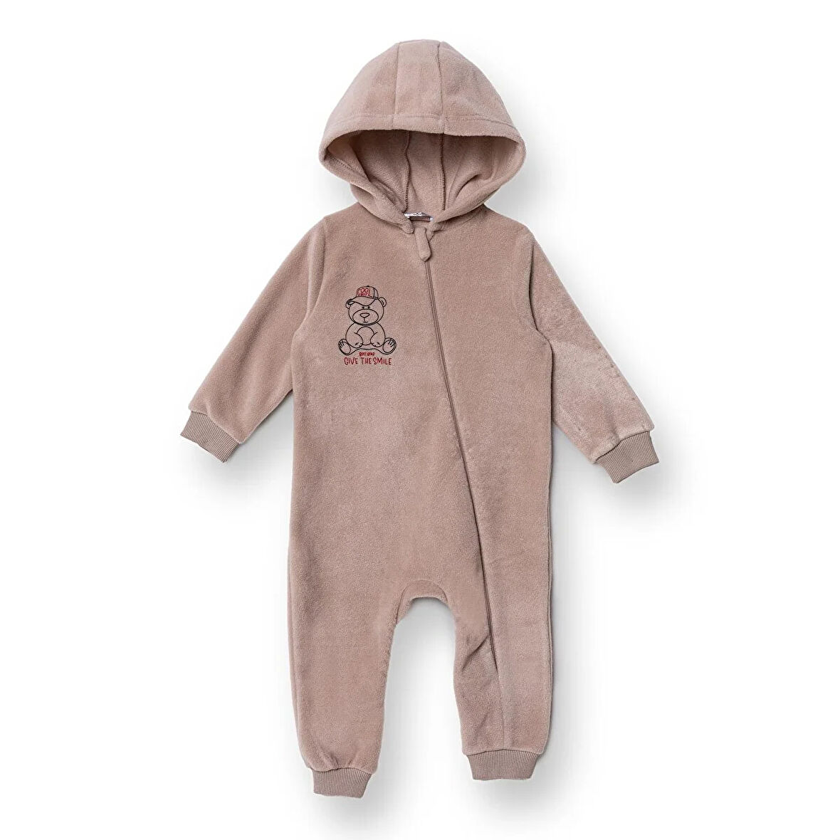 HelloBaby Erkek Bebek Polar Patiksiz Tulum Fermuarlı Uzun Kol Ribanalı Paça