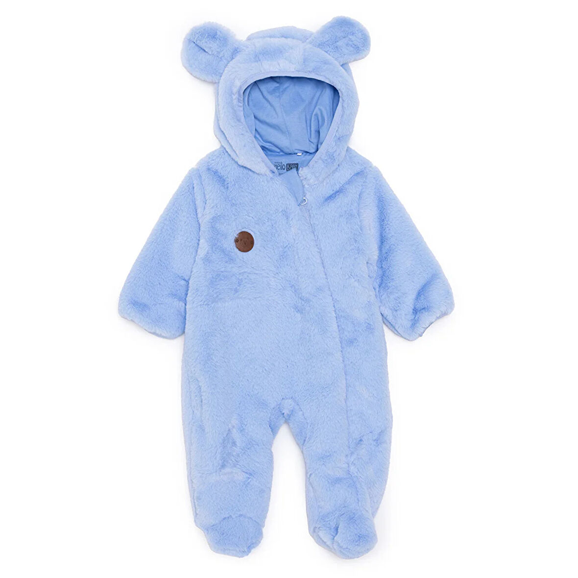 HelloBaby Erkek Bebek Yenidoğan Welsoft Patikli Tulum Fermuarlı Uzun Kol Patikli Paça