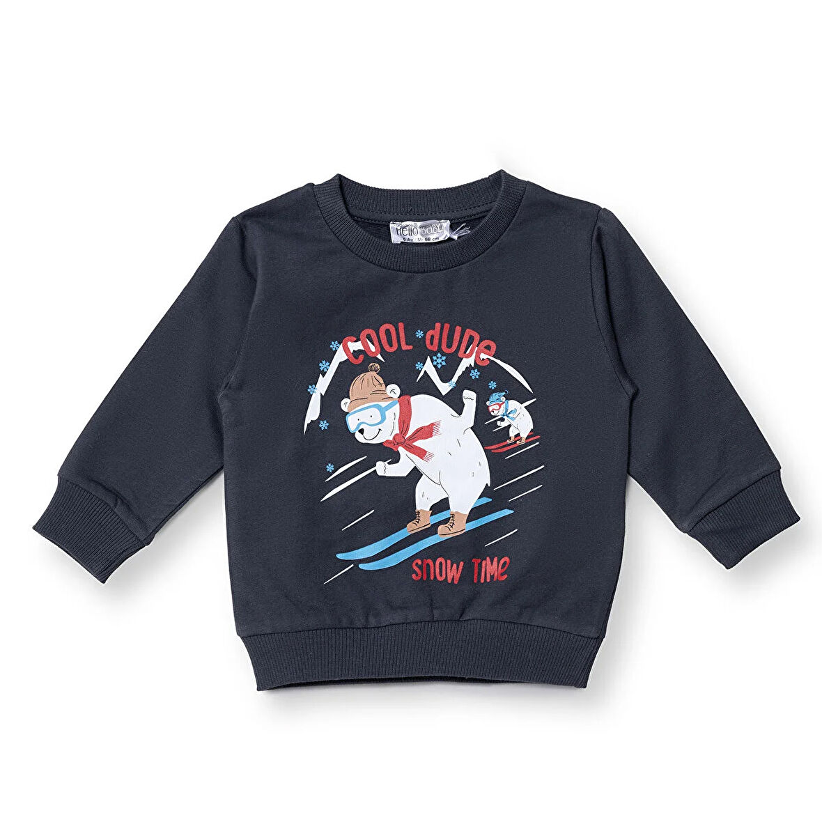 HelloBaby Erkek Bebek Sweatshirt Bisiklet Yaka Uzun Kol