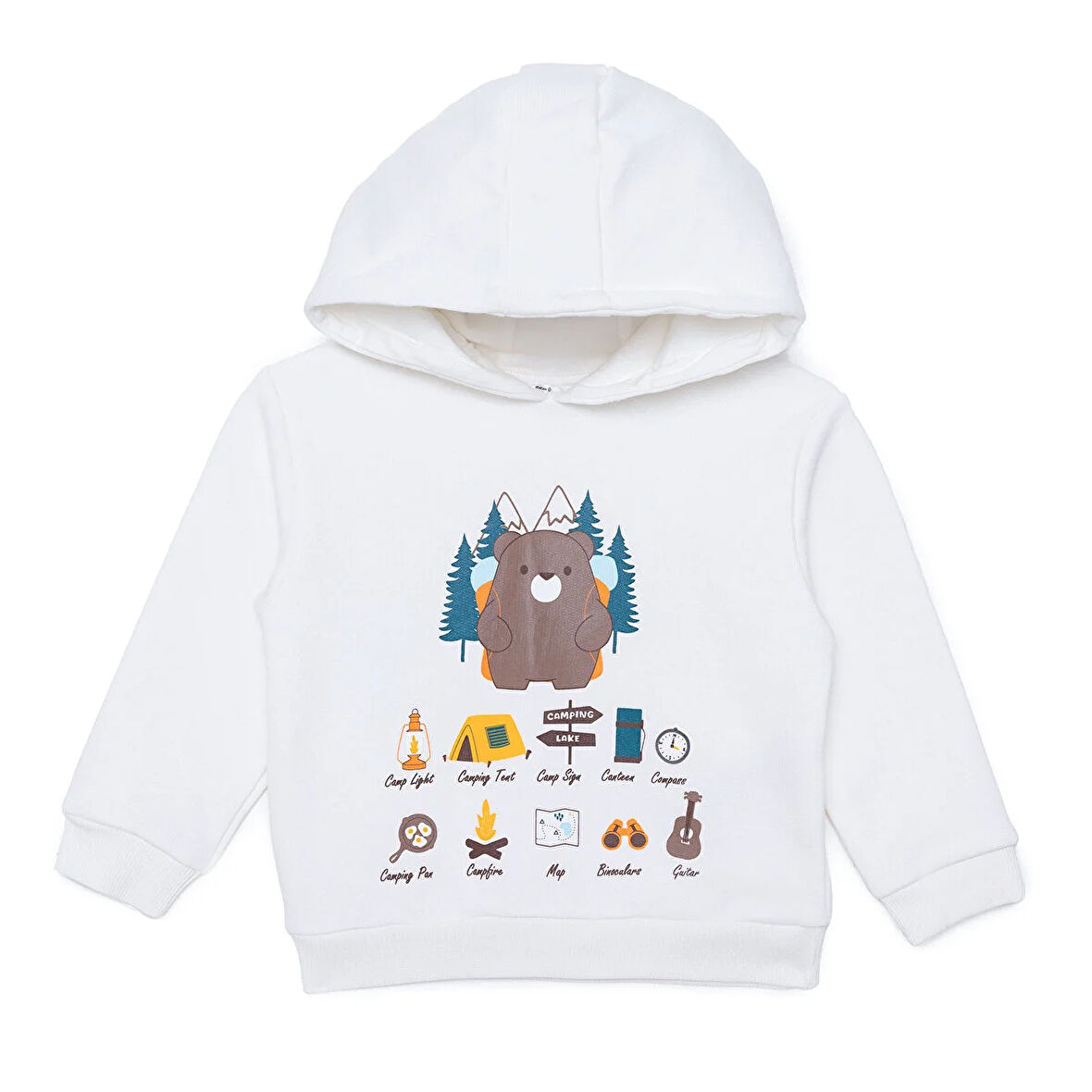 HelloBaby Erkek Bebek Camp Life Kapüşonlu Sweatshirt Fermuarlı Uzun Kol